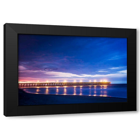 Surfside Pier Sunrise I Black Modern Wood Framed Art Print by Hausenflock, Alan