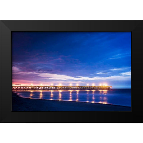 Surfside Pier Sunrise I Black Modern Wood Framed Art Print by Hausenflock, Alan