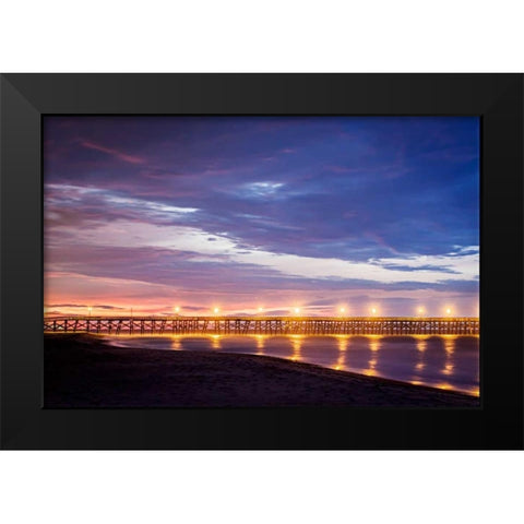 Surfside Pier Sunrise II Black Modern Wood Framed Art Print by Hausenflock, Alan