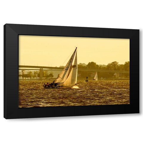 Severn River Sailing I Black Modern Wood Framed Art Print with Double Matting by Hausenflock, Alan