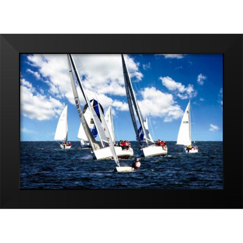 A Perfect Sail I Black Modern Wood Framed Art Print by Hausenflock, Alan