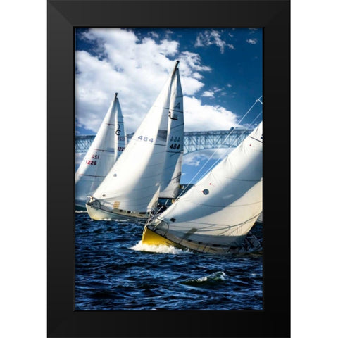 Racing To The Buoy Black Modern Wood Framed Art Print by Hausenflock, Alan
