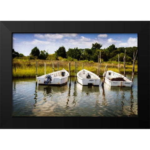 Three Small Boats I Black Modern Wood Framed Art Print by Hausenflock, Alan