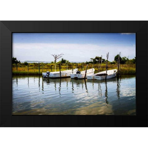 Three Small Boats II Black Modern Wood Framed Art Print by Hausenflock, Alan