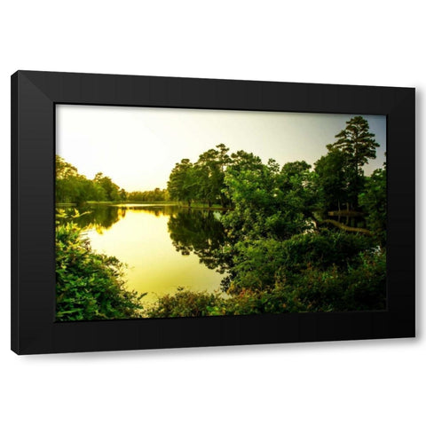 Sunrise On Green Lake I Black Modern Wood Framed Art Print with Double Matting by Hausenflock, Alan