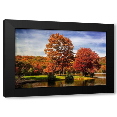 Autumn by the River II Black Modern Wood Framed Art Print with Double Matting by Hausenflock, Alan