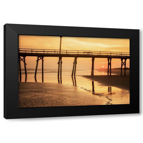 Golden Sunset Beach I Black Modern Wood Framed Art Print by Hausenflock, Alan