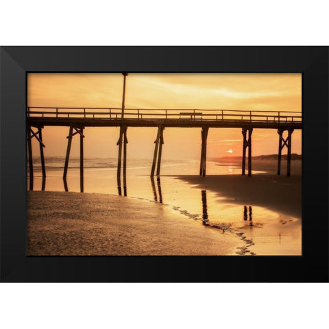 Golden Sunset Beach I Black Modern Wood Framed Art Print by Hausenflock, Alan