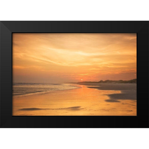 Golden Sunset Beach II Black Modern Wood Framed Art Print by Hausenflock, Alan