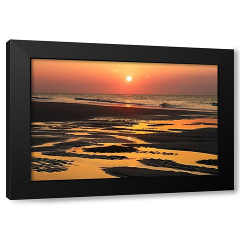 Bright Coral Sunrise Black Modern Wood Framed Art Print with Double Matting by Hausenflock, Alan