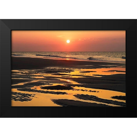 Bright Coral Sunrise Black Modern Wood Framed Art Print by Hausenflock, Alan