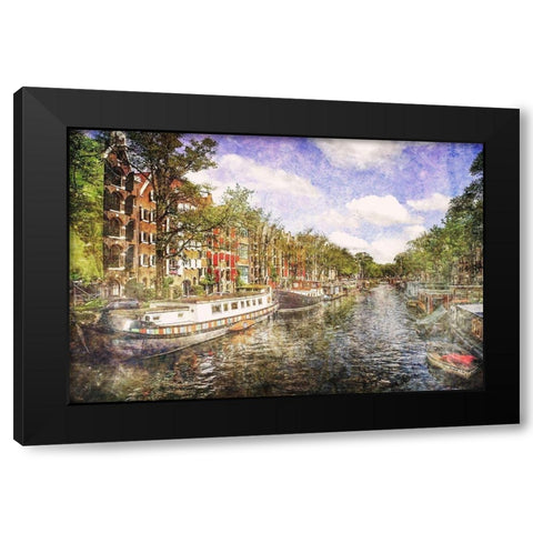 Amsterdam Waterway Black Modern Wood Framed Art Print with Double Matting by Hausenflock, Alan