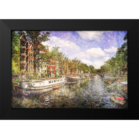 Amsterdam Waterway Black Modern Wood Framed Art Print by Hausenflock, Alan