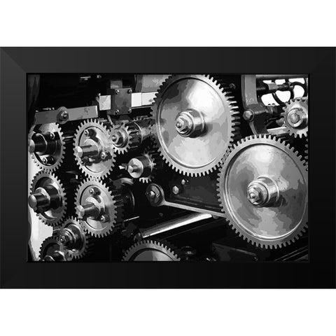 Gears Upon Gears Black Modern Wood Framed Art Print by Hausenflock, Alan