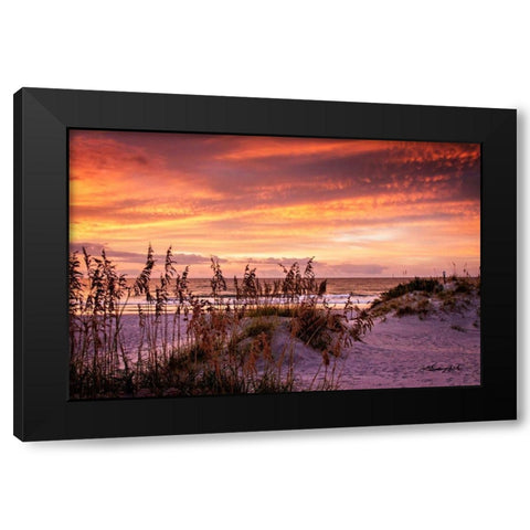 Fiery Beach Sunrise Black Modern Wood Framed Art Print by Hausenflock, Alan