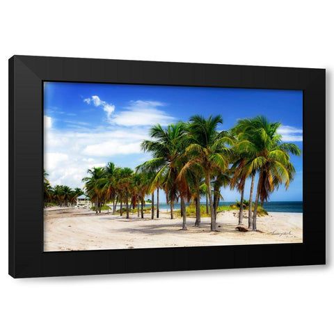 Palms on the Beach II Black Modern Wood Framed Art Print with Double Matting by Hausenflock, Alan