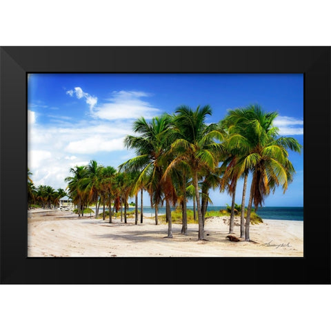 Palms on the Beach II Black Modern Wood Framed Art Print by Hausenflock, Alan