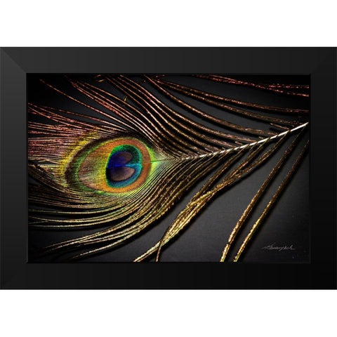 Peacock Feather II Black Modern Wood Framed Art Print by Hausenflock, Alan