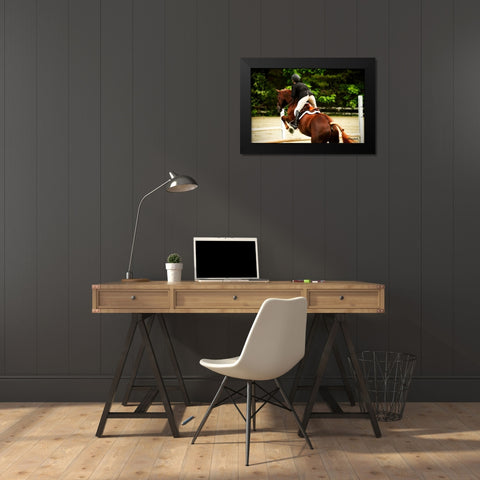 Jumping Hunter III Black Modern Wood Framed Art Print by Hausenflock, Alan