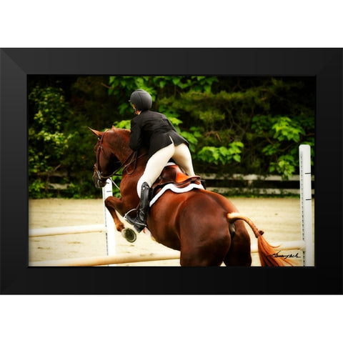 Jumping Hunter III Black Modern Wood Framed Art Print by Hausenflock, Alan