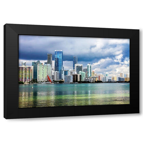 Downtown Miami Black Modern Wood Framed Art Print with Double Matting by Hausenflock, Alan