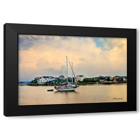 Mooring in Banks Channel Black Modern Wood Framed Art Print with Double Matting by Hausenflock, Alan