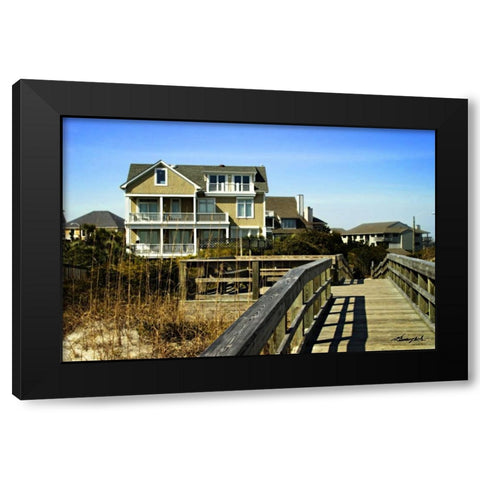 Beach House II Black Modern Wood Framed Art Print with Double Matting by Hausenflock, Alan