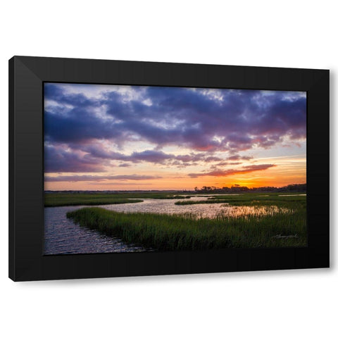 Sunset in the Marsh Black Modern Wood Framed Art Print with Double Matting by Hausenflock, Alan