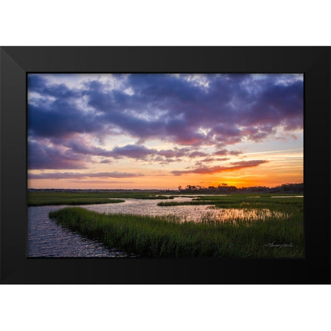 Sunset in the Marsh Black Modern Wood Framed Art Print by Hausenflock, Alan