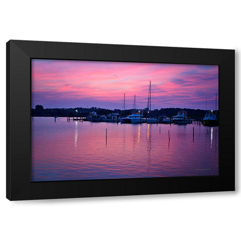 Harbor Sunrise Black Modern Wood Framed Art Print with Double Matting by Hausenflock, Alan