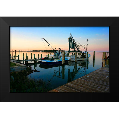 Sunrise on Working Boats Black Modern Wood Framed Art Print by Hausenflock, Alan