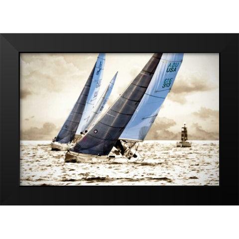 Racing Waters I Black Modern Wood Framed Art Print by Hausenflock, Alan