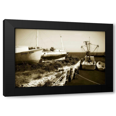 Boat Yard II Black Modern Wood Framed Art Print with Double Matting by Hausenflock, Alan