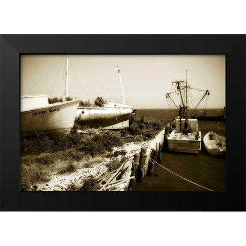 Boat Yard II Black Modern Wood Framed Art Print by Hausenflock, Alan