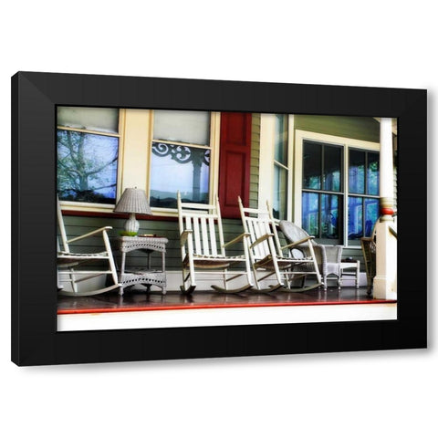 Rockers on the Porch II Black Modern Wood Framed Art Print by Hausenflock, Alan