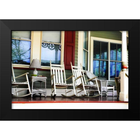 Rockers on the Porch II Black Modern Wood Framed Art Print by Hausenflock, Alan