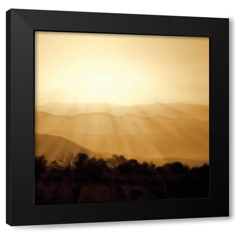 Distant Mountains Sq II Black Modern Wood Framed Art Print with Double Matting by Hausenflock, Alan