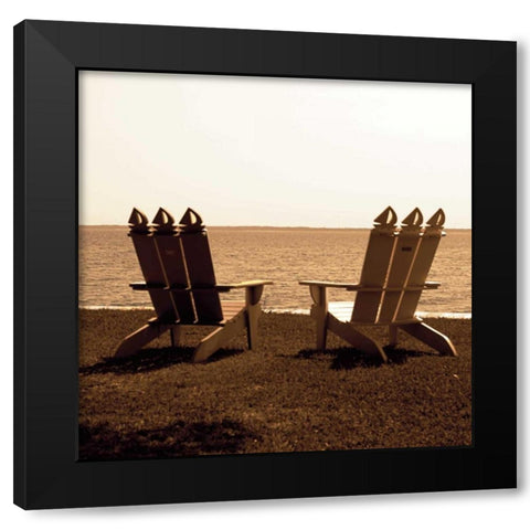 Adirondack Chairs Sq. I Black Modern Wood Framed Art Print with Double Matting by Hausenflock, Alan