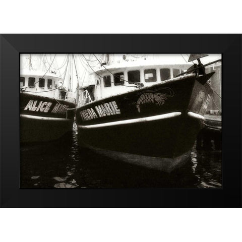 Beaufort Shrimpers Black Modern Wood Framed Art Print by Hausenflock, Alan