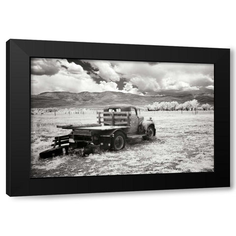 Truck in Field Black Modern Wood Framed Art Print by Johnson, George