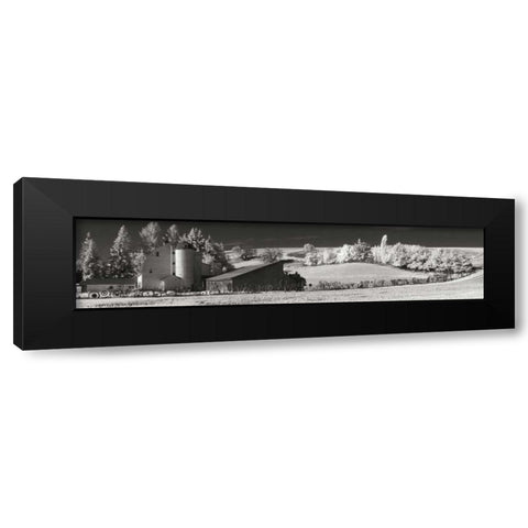 Wheel Barn and Fields Black Modern Wood Framed Art Print by Johnson, George