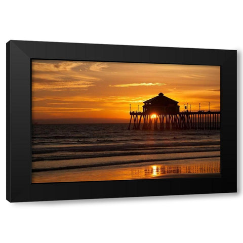 Sunset Under the Pier Black Modern Wood Framed Art Print with Double Matting by Johnson, George