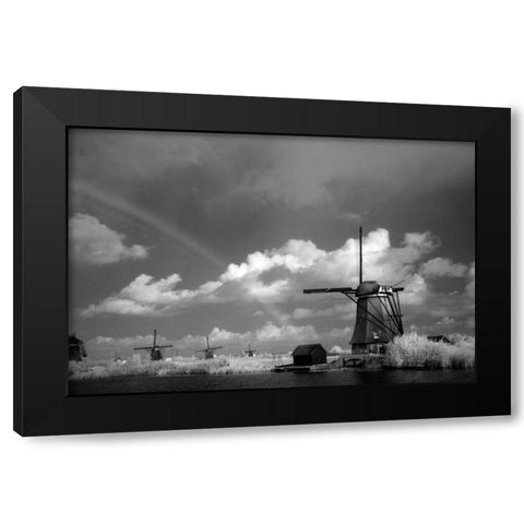 Windmill I Black Modern Wood Framed Art Print with Double Matting by Johnson, George