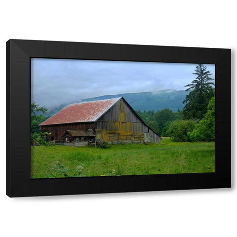 Barn in the Mist Black Modern Wood Framed Art Print by Johnson, George