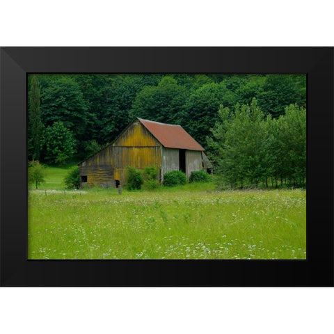 North Cascades Barn Black Modern Wood Framed Art Print by Johnson, George