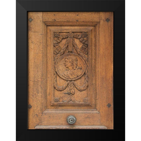 Regensburg Carved Door Black Modern Wood Framed Art Print by Johnson, George
