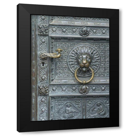 Cologne Lions Head Door Black Modern Wood Framed Art Print with Double Matting by Johnson, George