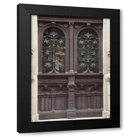 Budapest Double Door Black Modern Wood Framed Art Print with Double Matting by Johnson, George