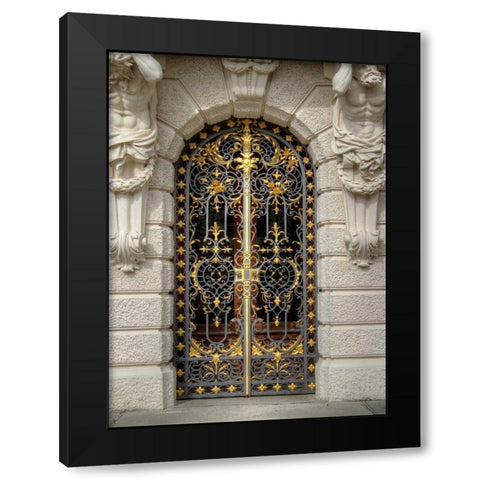 Schloss Linderhof Door Black Modern Wood Framed Art Print by Johnson, George