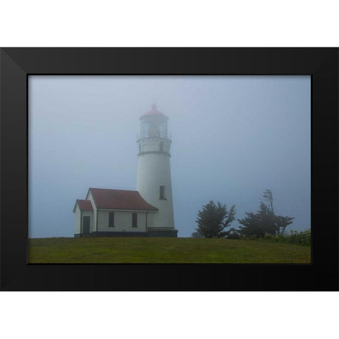 Cape Blanco Lighthouse Black Modern Wood Framed Art Print by Johnson, George
